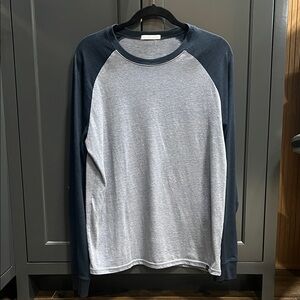 Threads 4 Thought Gray and Dark Blue Raglan Shirt